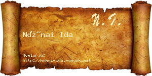 Nánai Ida névjegykártya